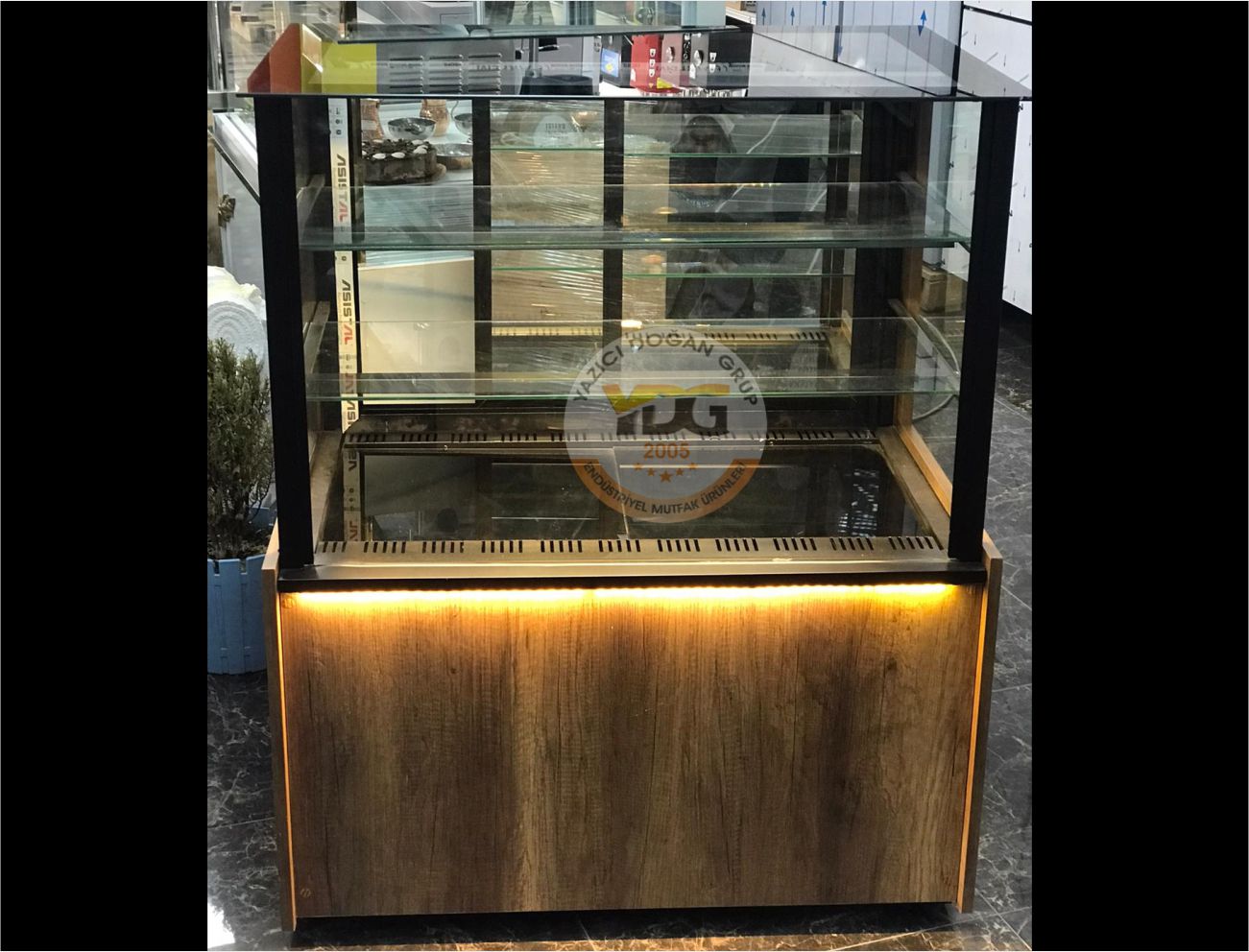 PASTA DOLABI VİTRİN TİPİ - 100 CM - ŞIK TASARIM - KAHVE