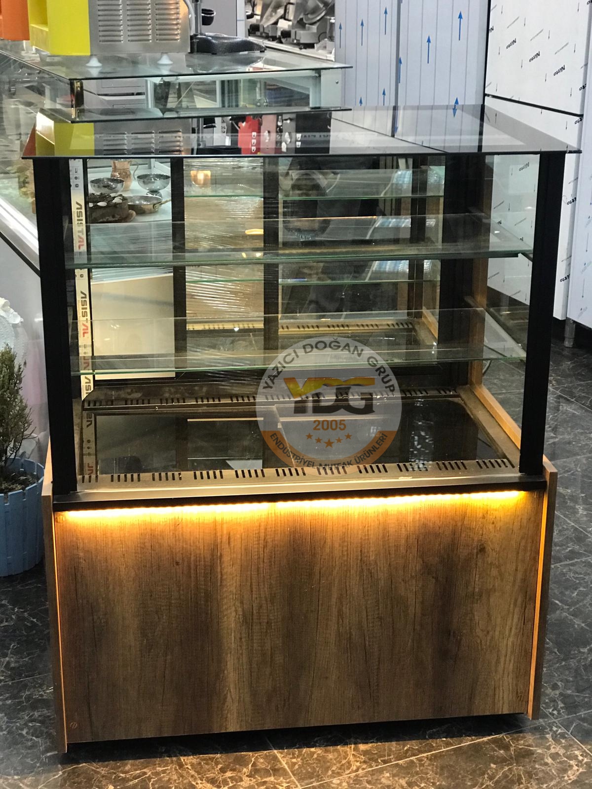 PASTA DOLABI VİTRİN TİPİ - 100 CM - ŞIK TASARIM - KAHVE - Görsel 6