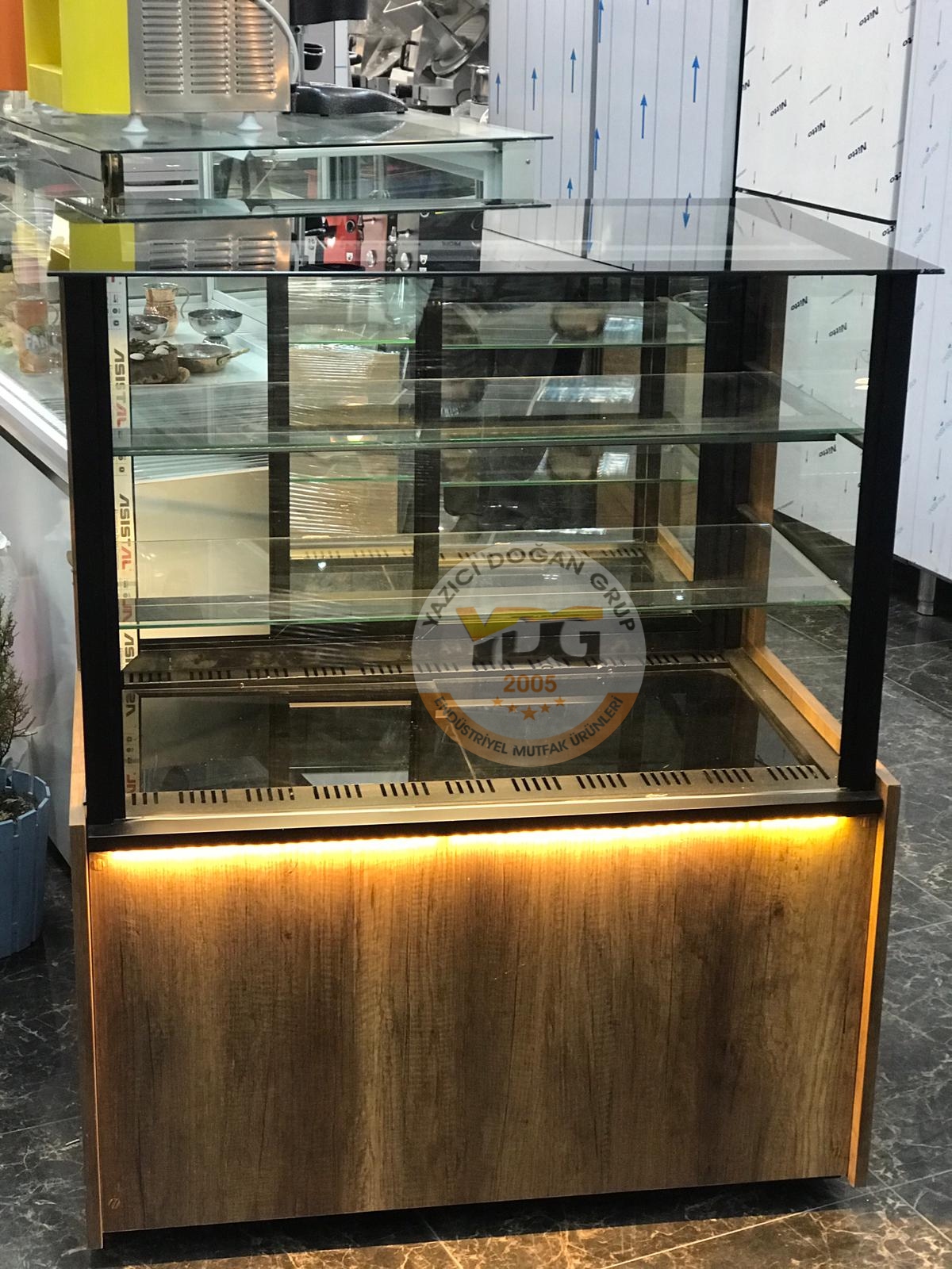 PASTA DOLABI VİTRİN TİPİ - 100 CM - ŞIK TASARIM - KAHVE - Görsel 8