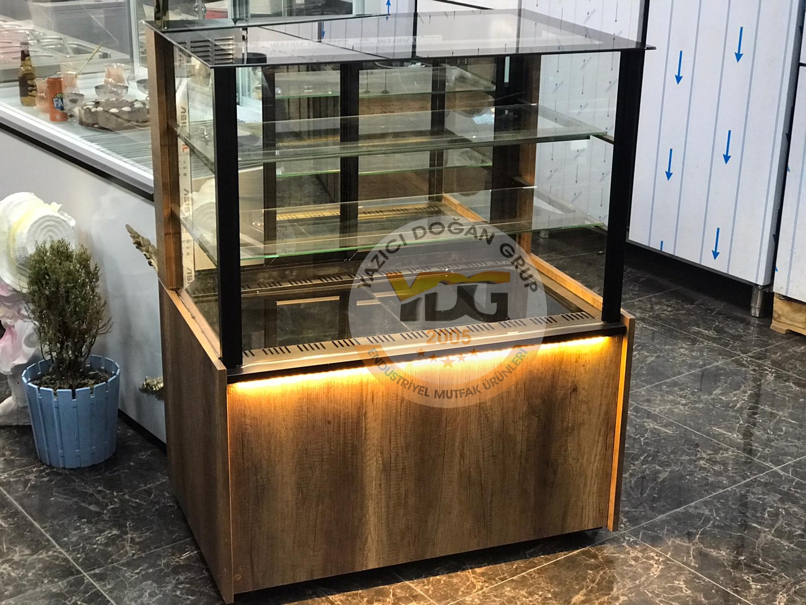 PASTA DOLABI VİTRİN TİPİ - 100 CM - ŞIK TASARIM - KAHVE - Görsel 3